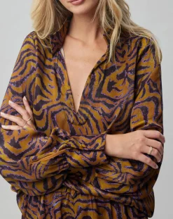 Femme Lauren Vidal Tops Et Blouses^Blouse fluide Lizy imprimée ocre/violet