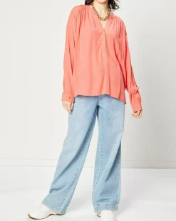 Femme Esprit Tops Et Blouses^Blouse fluide manches longues rose saumon