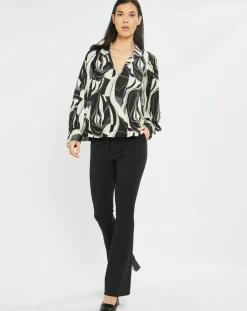 Femme Lauren Vidal Tops Et Blouses^Blouse fluide Store imprimée rétro noir/écru