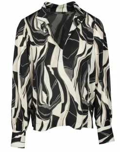 Femme Lauren Vidal Tops Et Blouses^Blouse fluide Store imprimée rétro noir/écru