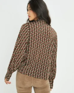 Blouse fluide Store imprimée forest kaki/marron-Lauren Vidal