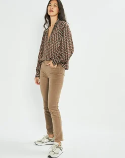 Blouse fluide Store imprimée forest kaki/marron-Lauren Vidal