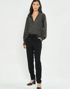 Femme Lauren Vidal Tops Et Blouses^Blouse fluide Store imprimée rosace noire
