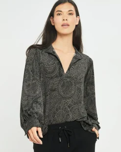 Femme Lauren Vidal Tops Et Blouses^Blouse fluide Store imprimée rosace noire