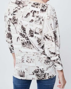 Blouse imprimée blanc/beige-John Galliano Sale