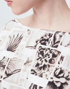 Blouse imprimée blanc/beige-John Galliano Sale