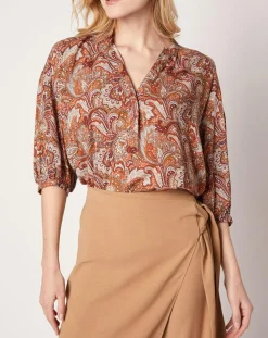 Femme An'ge Tops Et Blouses^Blouse Kasta Vl imprimée marron/rouge