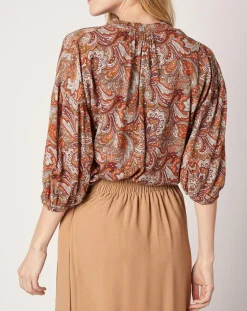 Femme An'ge Tops Et Blouses^Blouse Kasta Vl imprimée marron/rouge