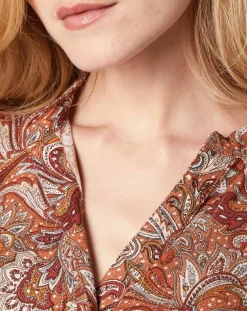 Femme An'ge Tops Et Blouses^Blouse Kasta Vl imprimée marron/rouge