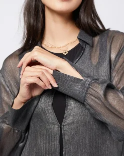 Femme Esprit Tops Et Blouses^Blouse lurex 2 en 1 gris foncé
