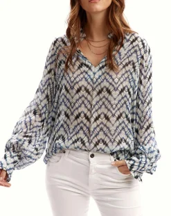 Blouse Mia indigo/écru-Lauren Vidal Discount