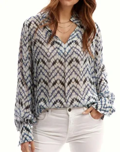 Blouse Mia indigo/écru-Lauren Vidal Discount
