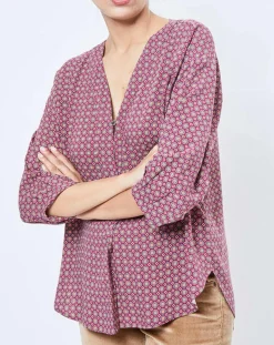 Blouse motif Géométrique rouge/multicolore-Esprit Discount