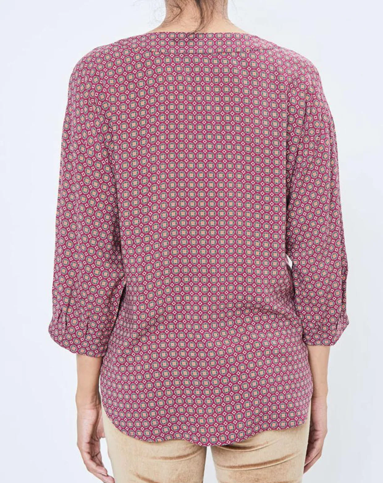 Blouse motif Géométrique rouge/multicolore-Esprit Discount