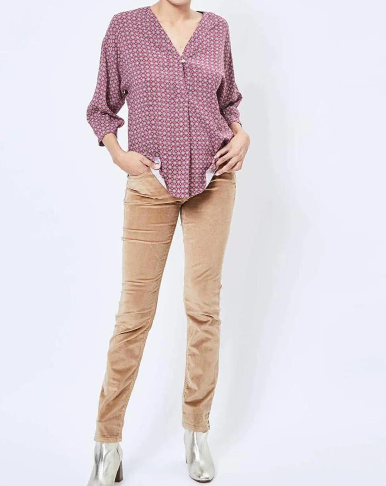 Blouse motif Géométrique rouge/multicolore-Esprit Discount