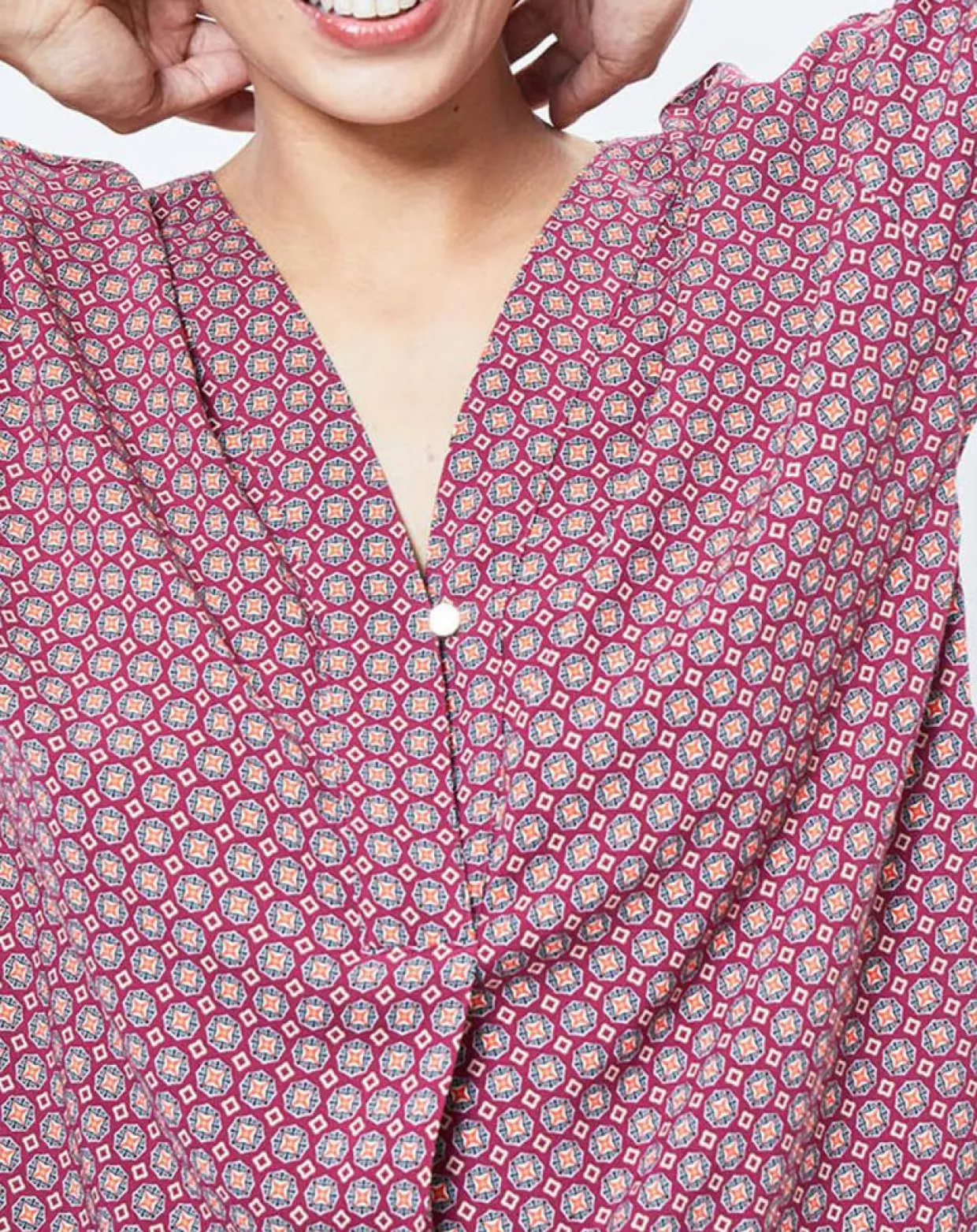 Blouse motif Géométrique rouge/multicolore-Esprit Discount