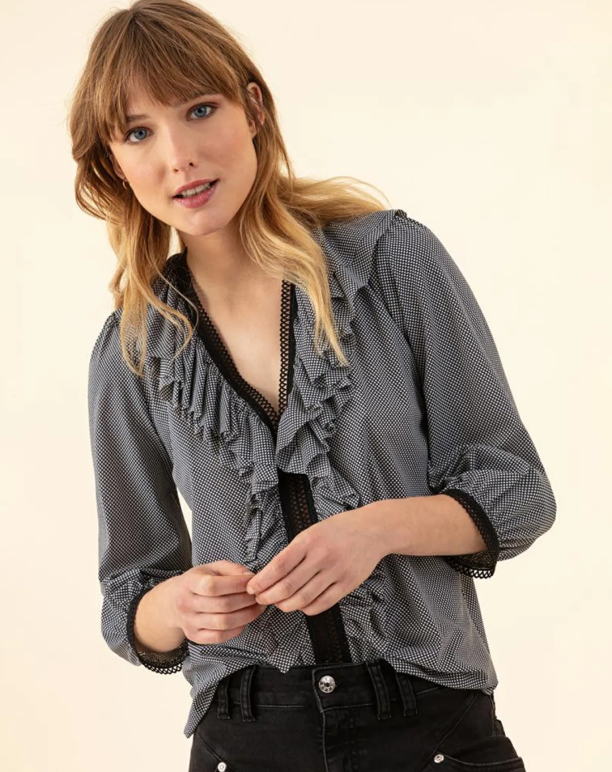 Blouse Paulette micro carreaux-Indies
