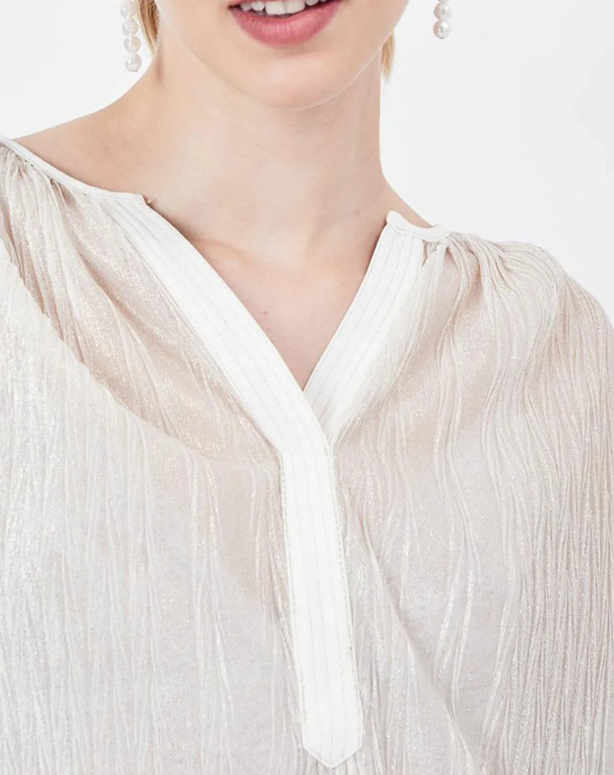 Blouse Plantain transparente blanche-See u Soon Clearance