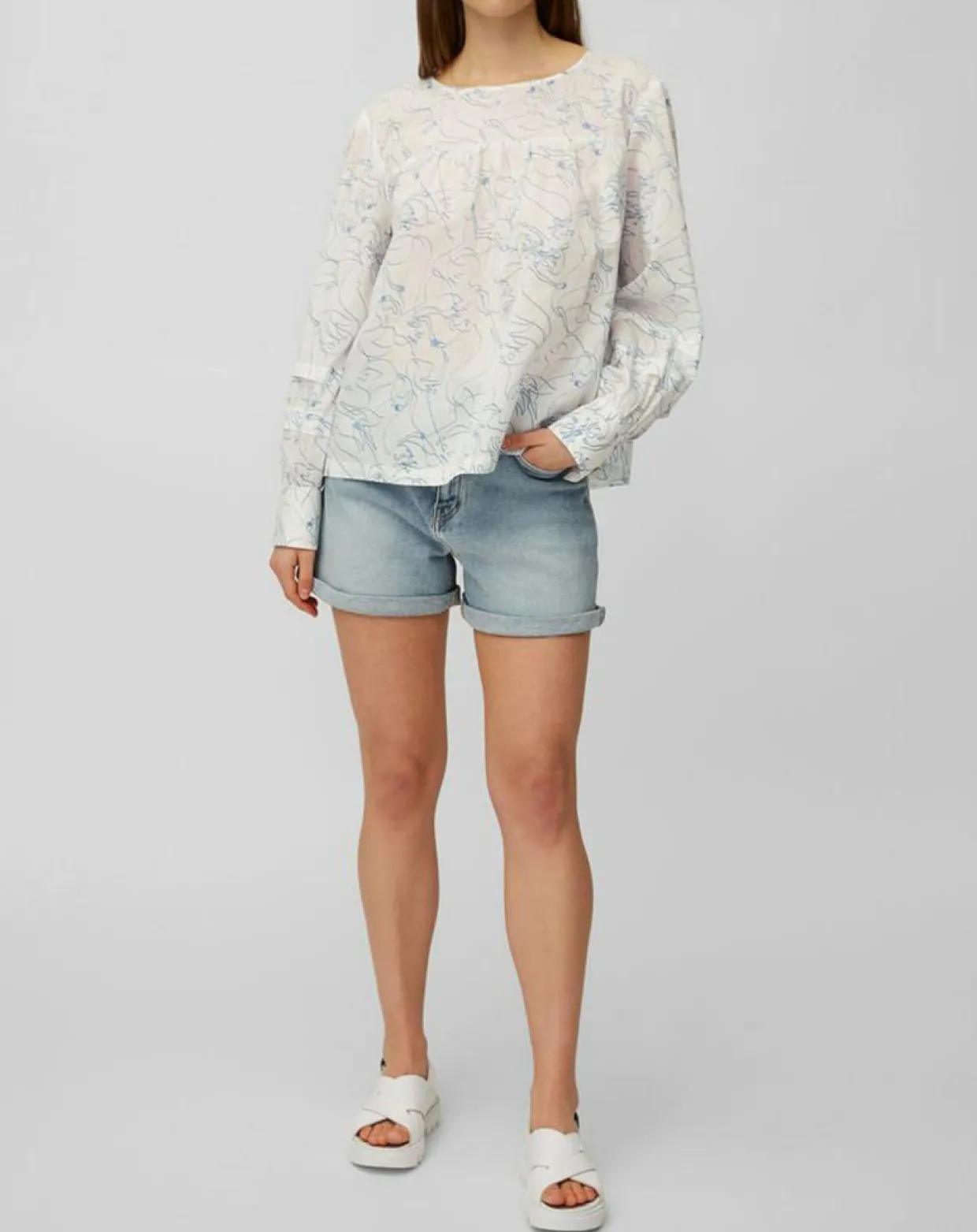 Blouse print sirène blanc/bleu-Marc O'Polo New