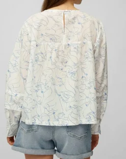 Blouse print sirène blanc/bleu-Marc O'Polo New