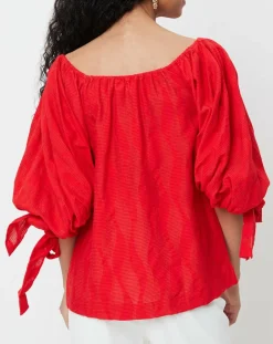 Femme Derhy Tops Et Blouses^Blouse Ralenti texturée manches bouffantes rouge