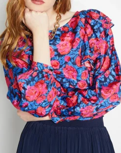 Blouse satinée Lexa rose/bleu-La Petite Etoile Online