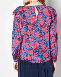 Blouse satinée Lexa rose/bleu-La Petite Etoile Online