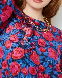 Blouse satinée Lexa rose/bleu-La Petite Etoile Online