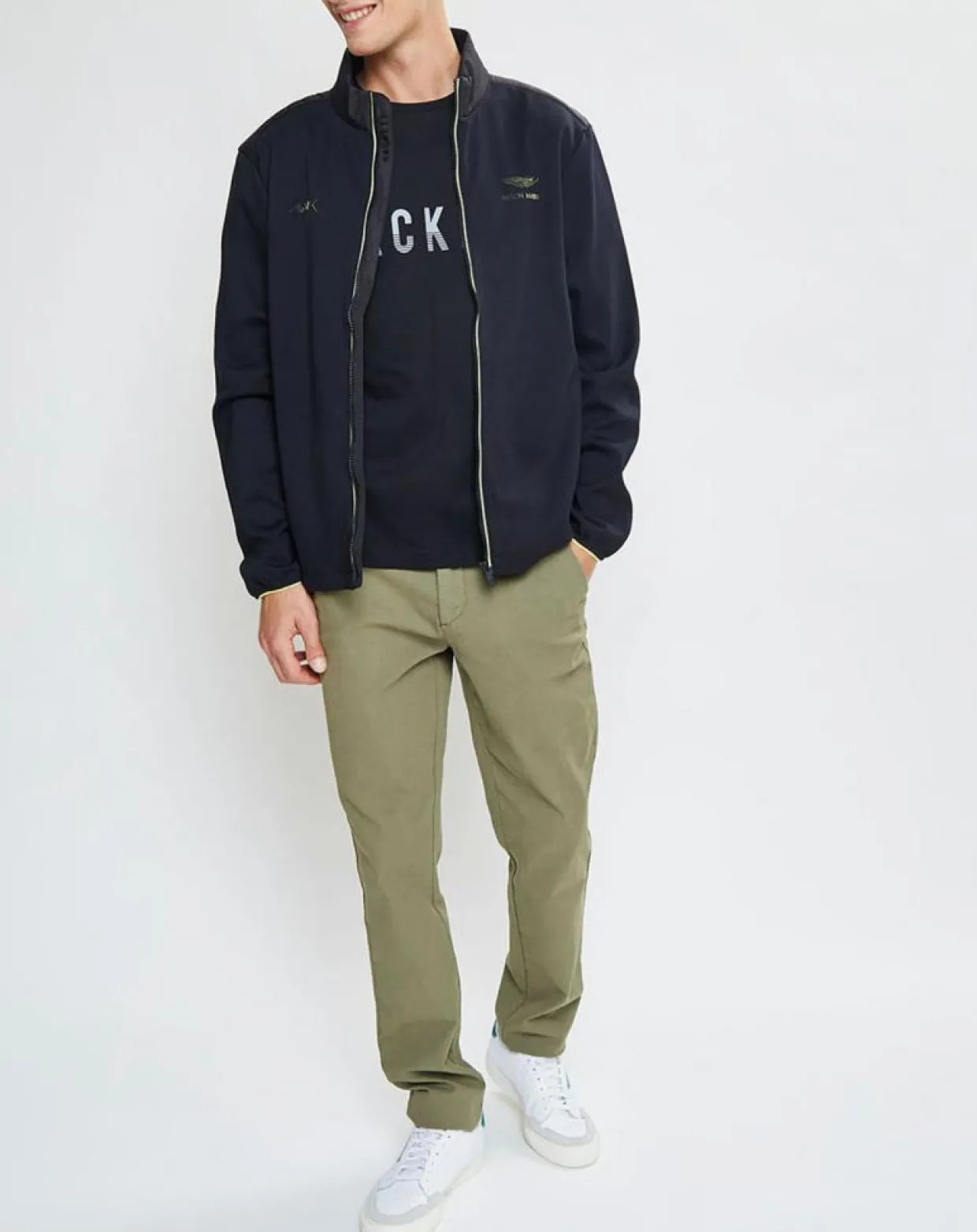 Blouson Aston Martin Racing Jersey bimatière noir-Hackett London