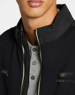 Blouson Aston Martin Racing Jersey bimatière noir-Hackett London