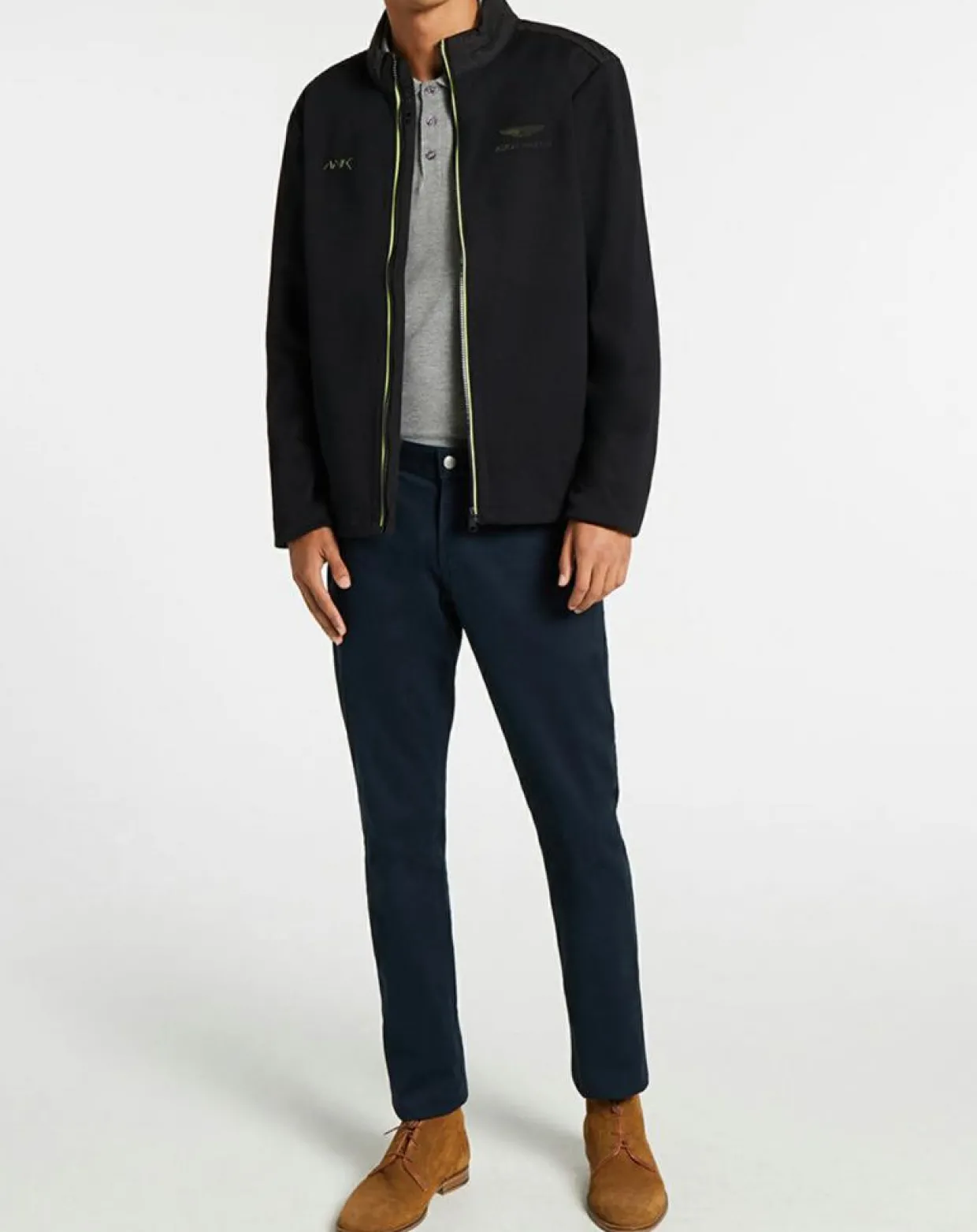 Blouson Aston Martin Racing Jersey bimatière noir-Hackett London