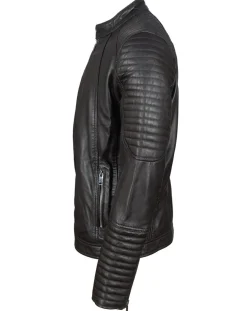 Homme Blue Wellford Vestes, Blousons^Blouson Biker en Cuir Juda marron
