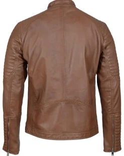 Homme Blue Wellford Vestes, Blousons^Blouson Biker en Cuir Juda cognac