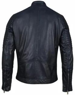 Homme Blue Wellford Vestes, Blousons^Blouson Biker en Cuir Juda bleu marine