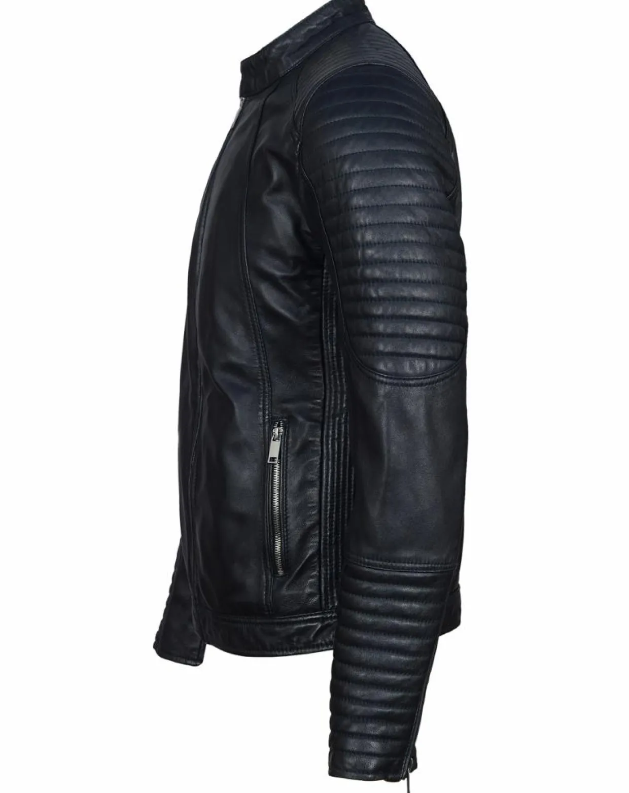 Homme Blue Wellford Vestes, Blousons^Blouson Biker en Cuir Juda bleu marine