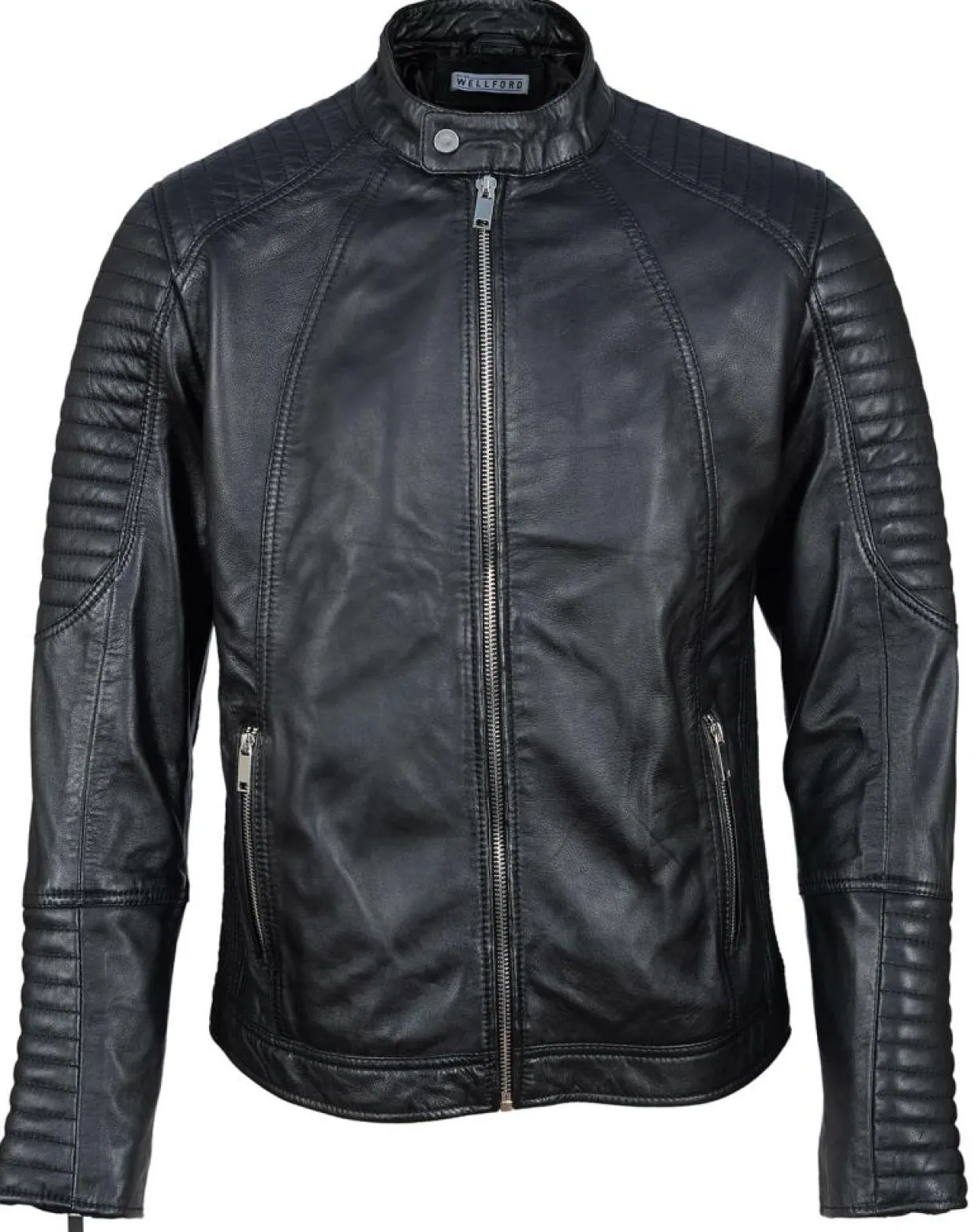 Blouson Biker en Cuir Juda noir-Blue Wellford Sale
