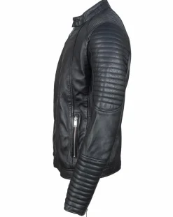 Blouson Biker en Cuir Juda noir-Blue Wellford Sale