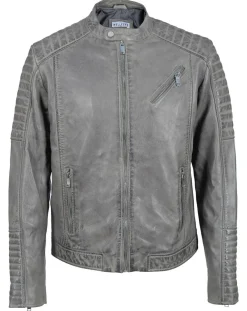 Homme Blue Wellford Vestes, Blousons^Blouson Biker en Cuir Junior gris