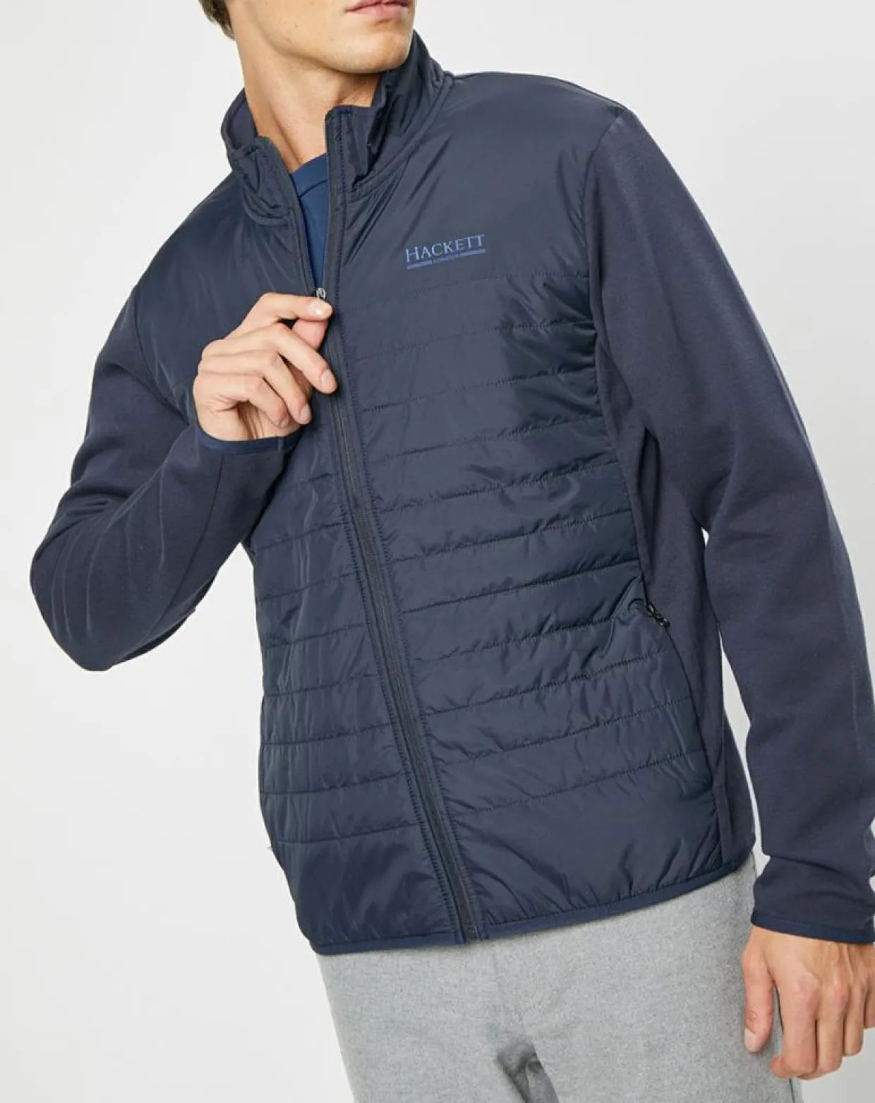 Blouson bi-matière bleu marine-Hackett London Discount