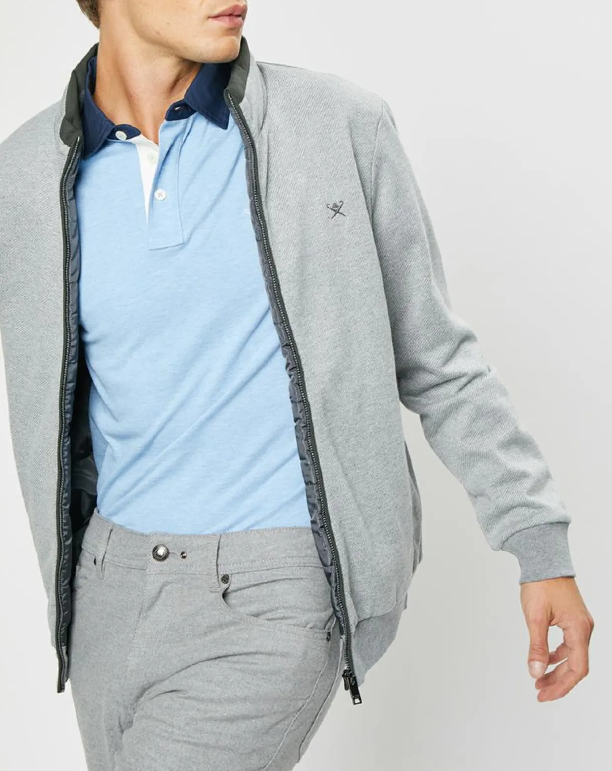 Blouson bi-matière gris clair-Hackett London Online