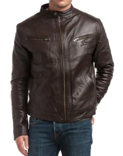 Blouson en Cuir Alessandro marron-Chyston Outlet