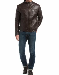 Blouson en Cuir Alessandro marron-Chyston Outlet