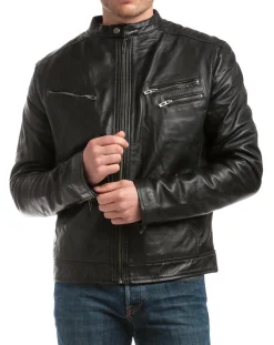 Homme Chyston Vestes, Blousons^Blouson en Cuir Alessandro noir