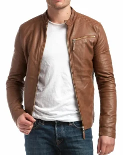 Blouson en Cuir Ben cognac-Chyston Hot