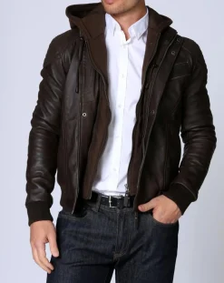 Blouson en Cuir Luigi marron-Chyston