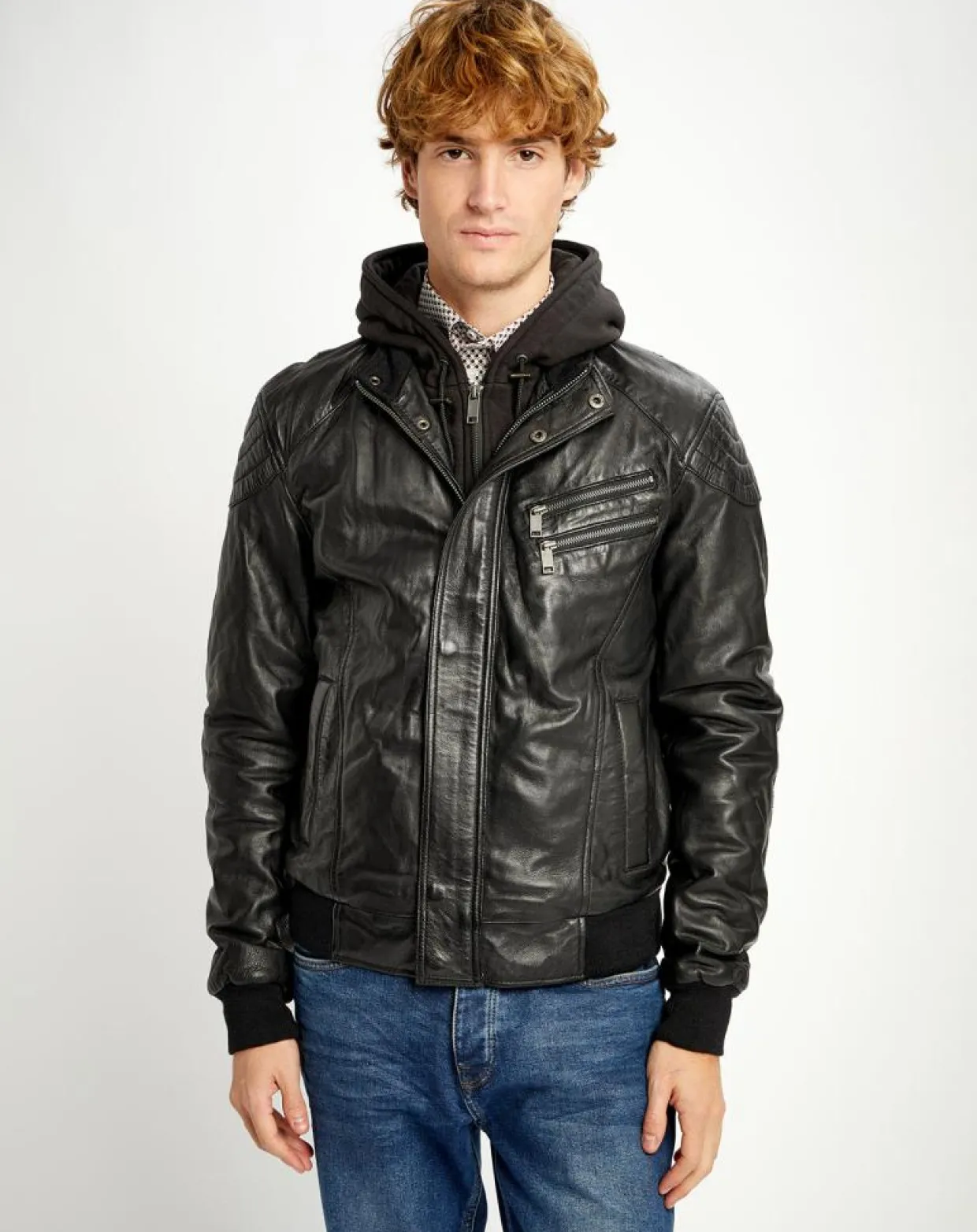 Homme Chyston Vestes, Blousons^Blouson en Cuir Luigi noir