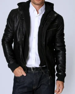 Homme Chyston Vestes, Blousons^Blouson en Cuir Luigi noir