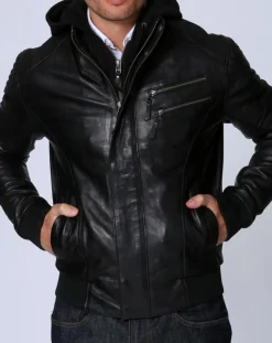 Homme Chyston Vestes, Blousons^Blouson en Cuir Luigi noir