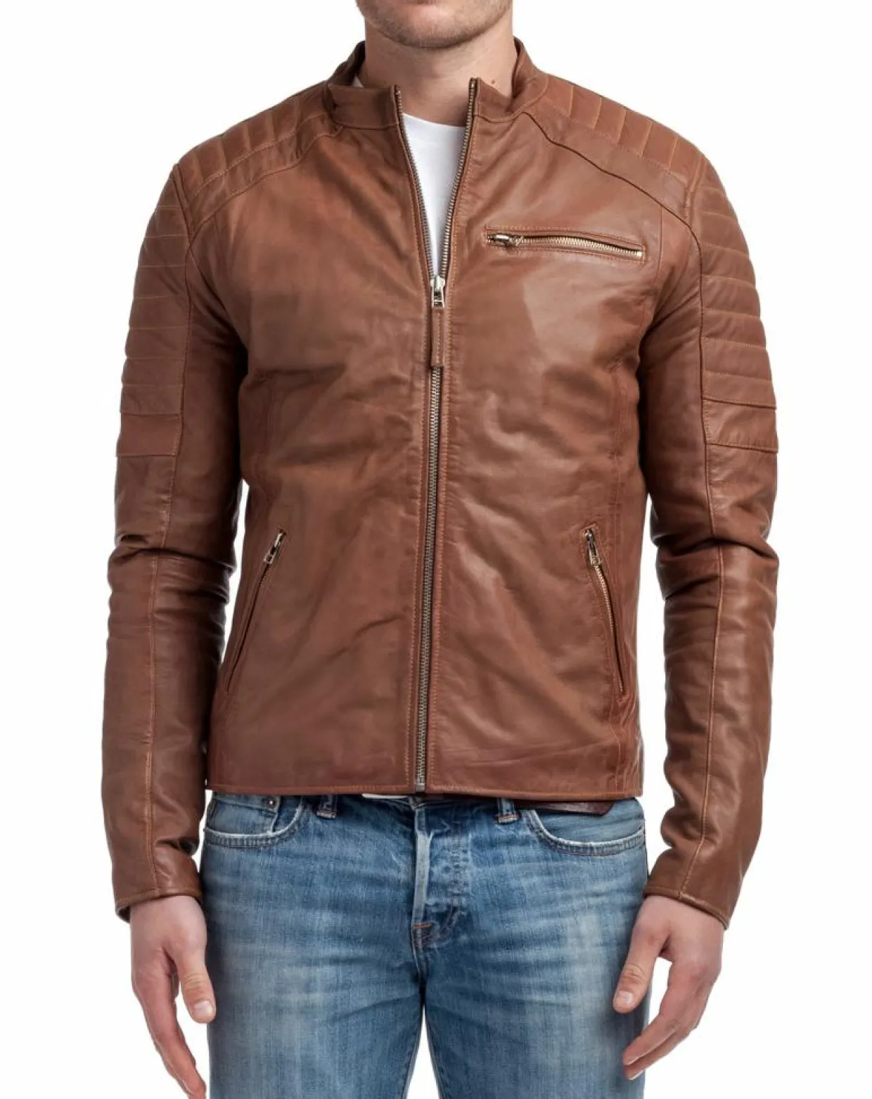 Blouson en Cuir Manuel cognac-Chyston Outlet