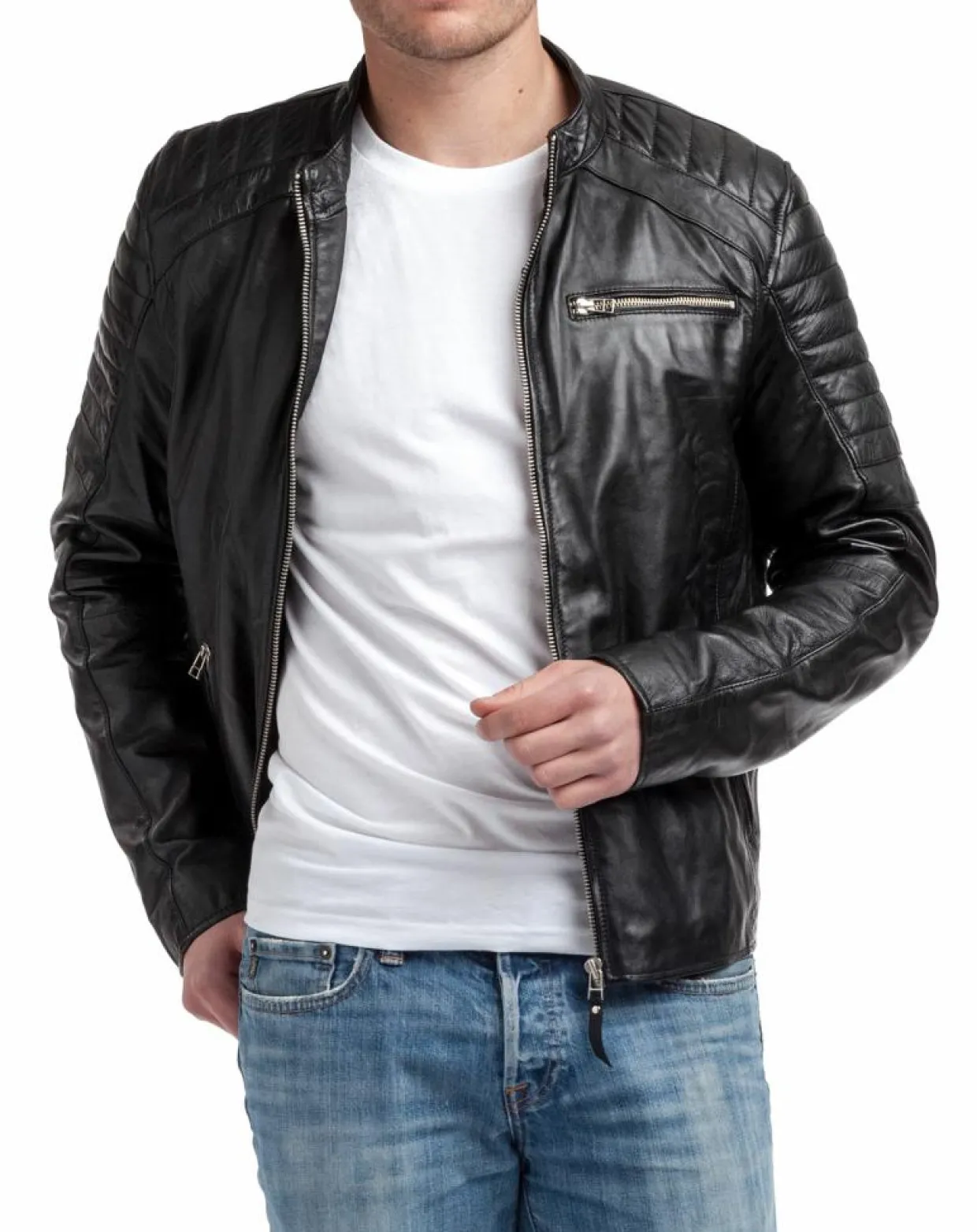 Blouson en Cuir Manuel noir-Chyston New